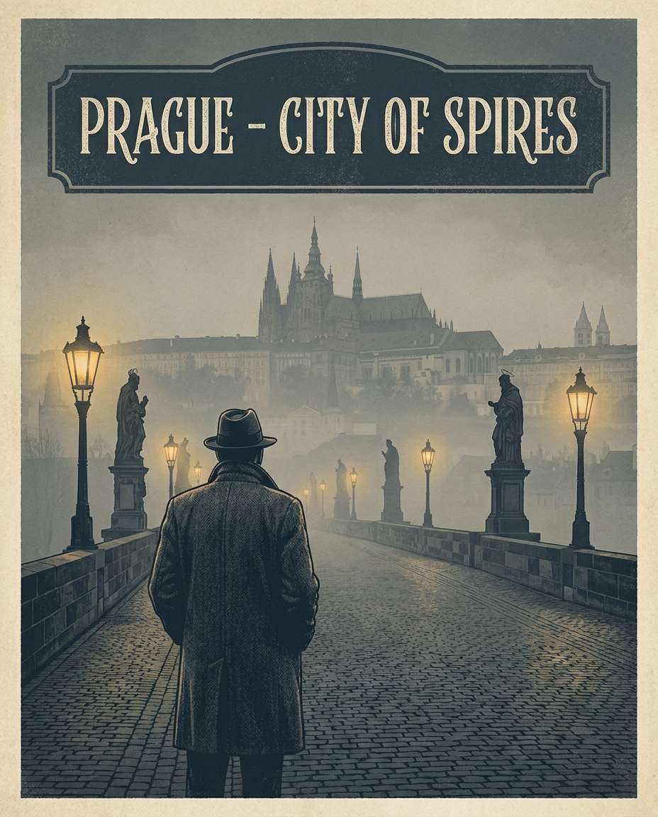 prague castle fog photo