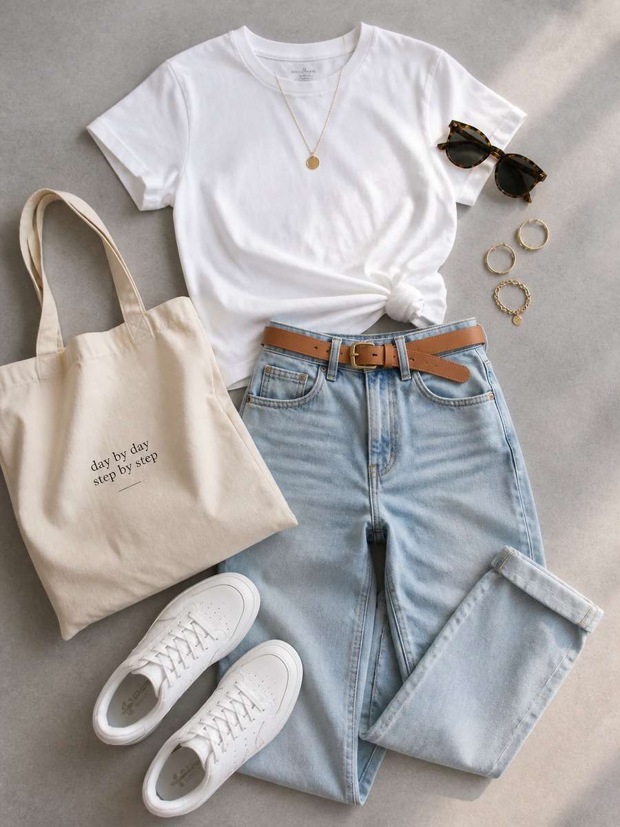 Denim and White Everyday Look photo