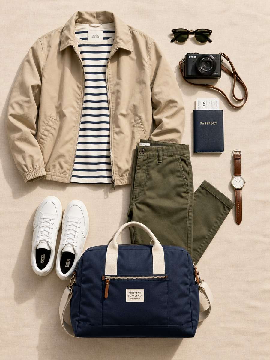 Travel Wardrobe Packing Flat Lay photo