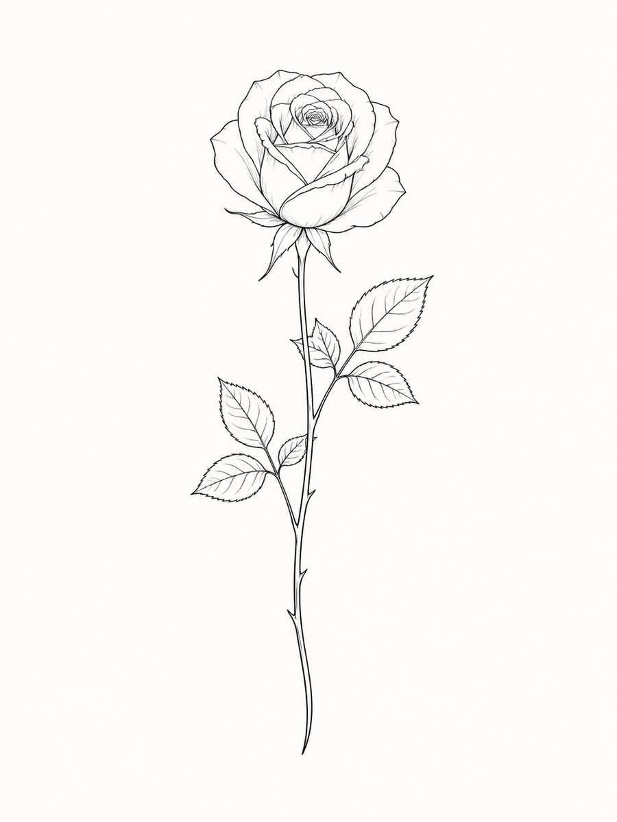 Minimal Rose Stem Tattoo photo