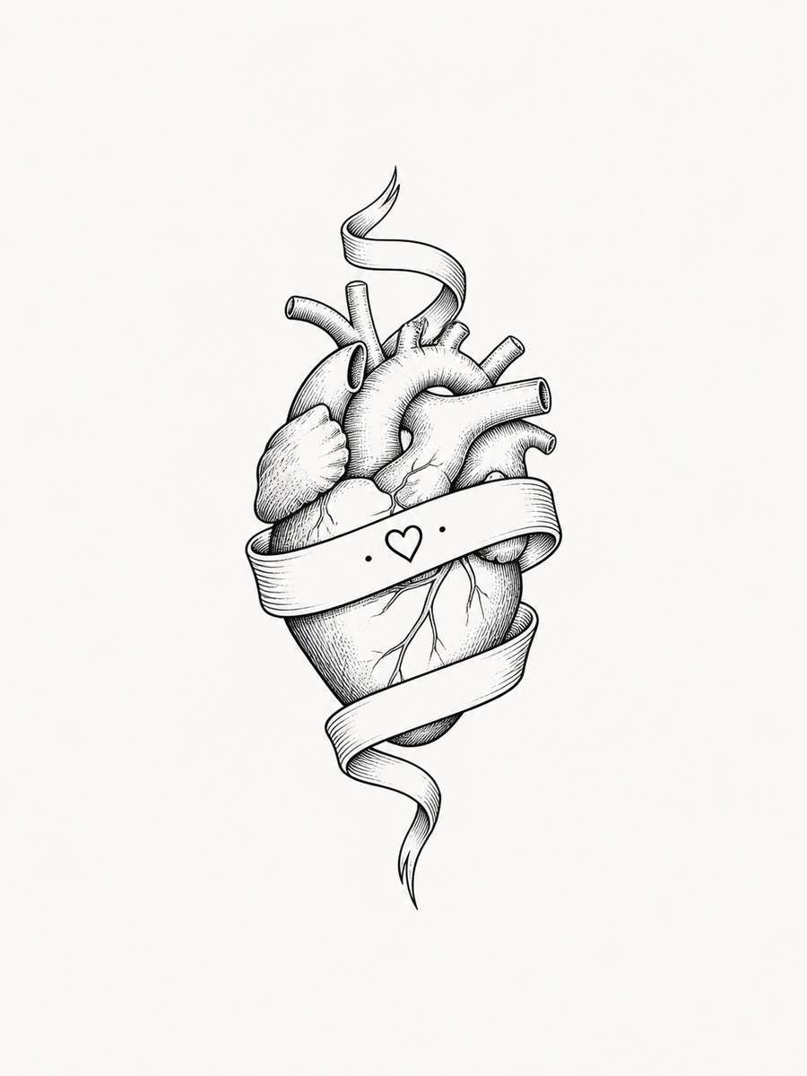 Minimal Heart and Ribbon photo