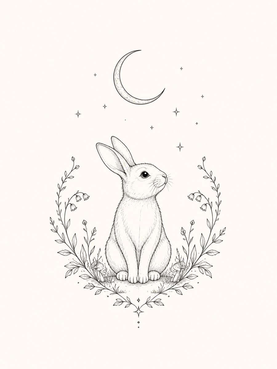 Rabbit and Crescent Moon photo