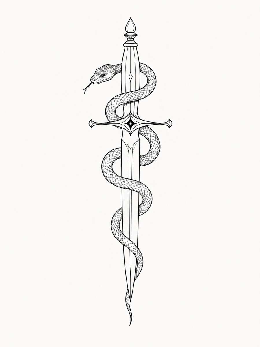 Snake Coiled Around Dagger photo