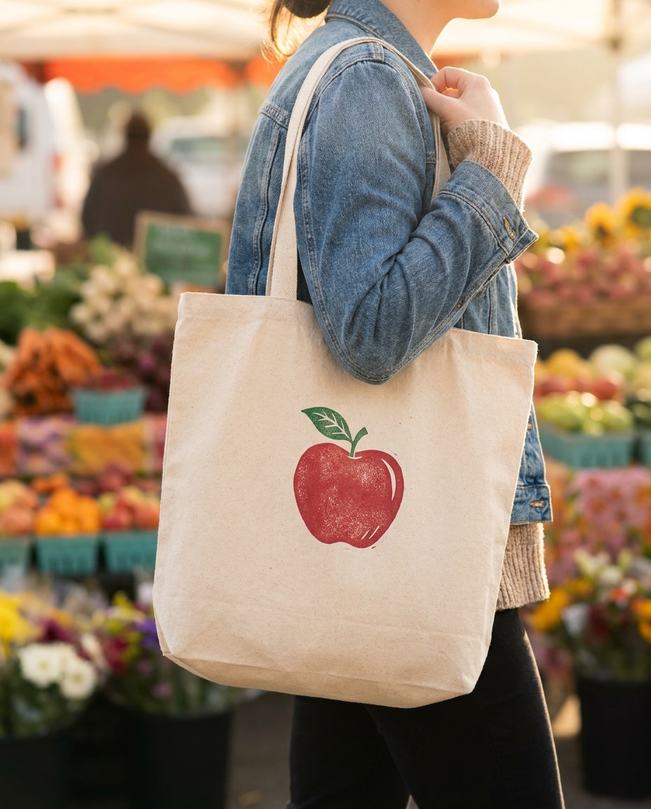 tote bag market scene photo