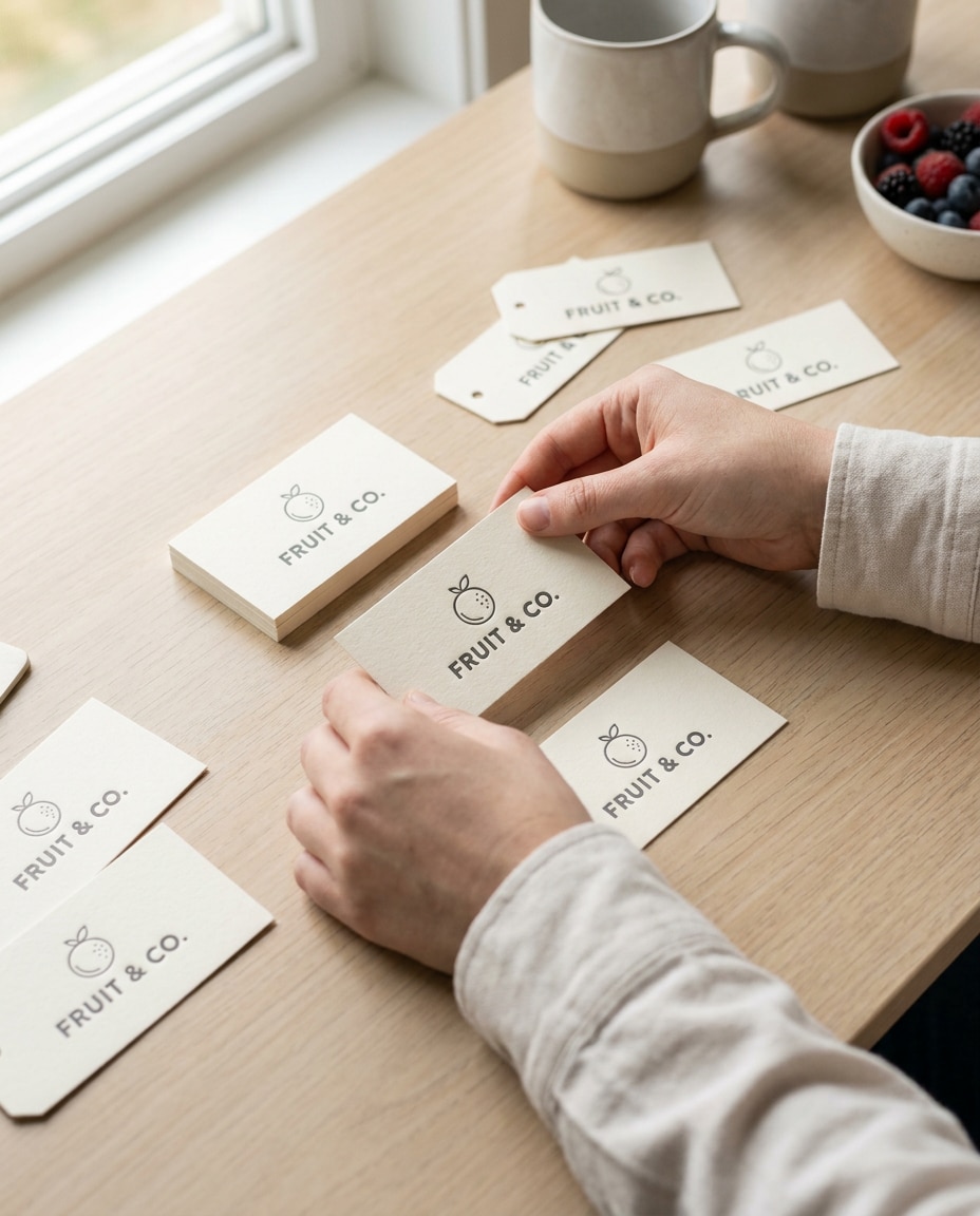business card flat lay photo