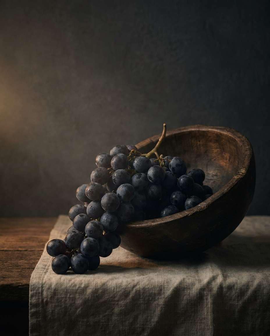 moody grape still life photo