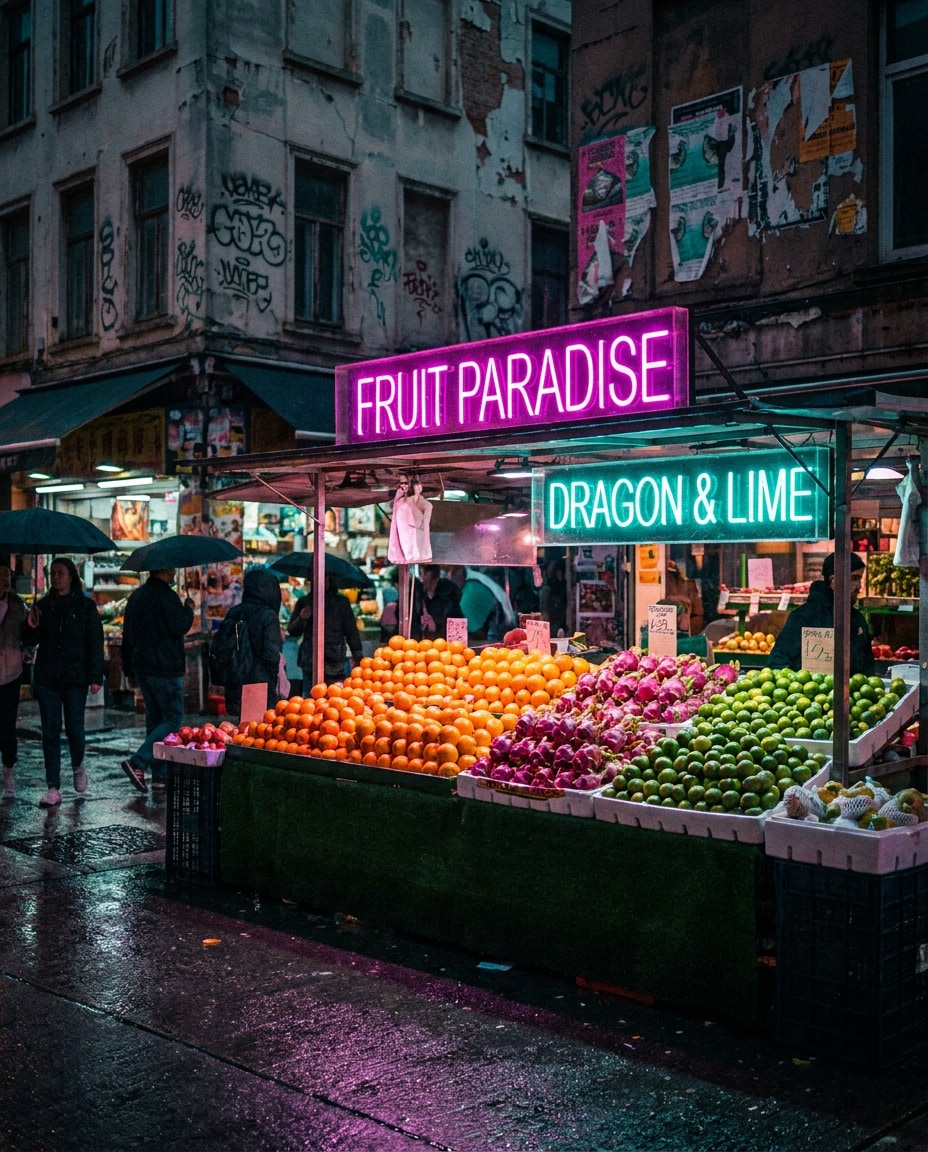 neon night market photo