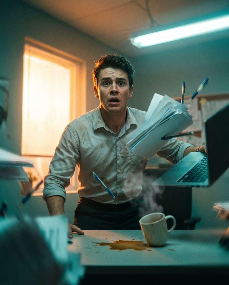 overdramatic coffee spill photo