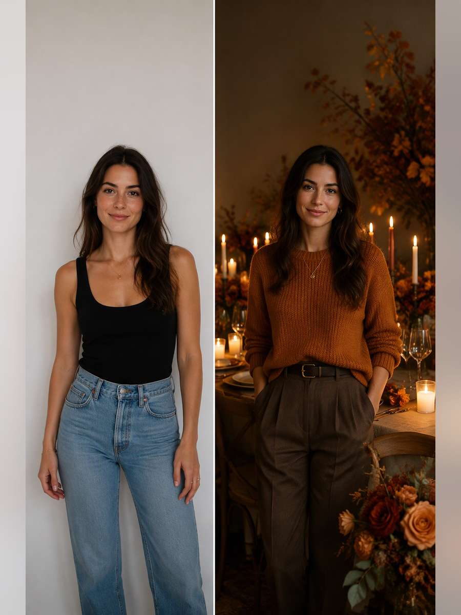 Warm Autumn Twenty-One — illustrative image-to-image before and after