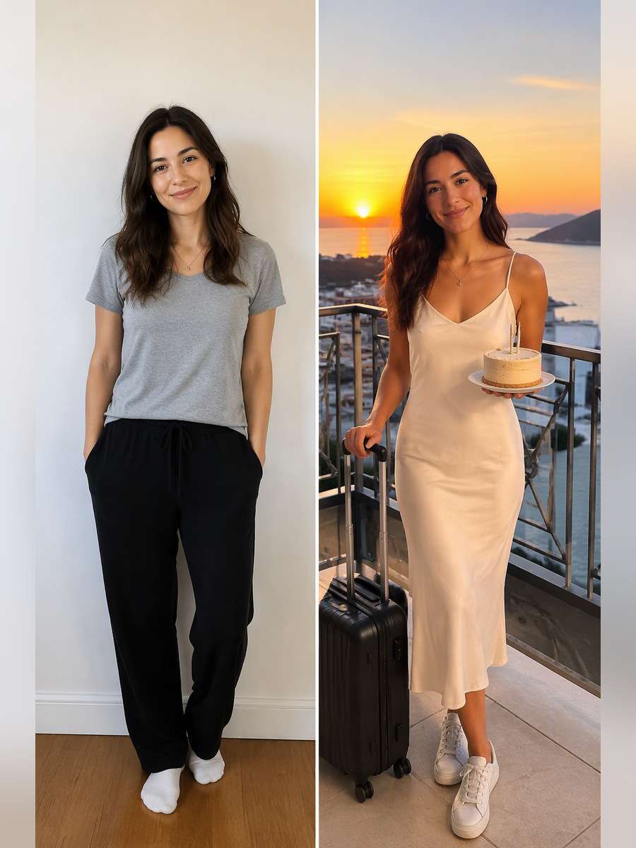 Travel-Inspired Milestone — illustrative image-to-image before and after