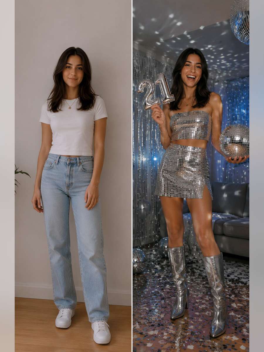 Silver Disco Twenty-One — illustrative image-to-image before and after