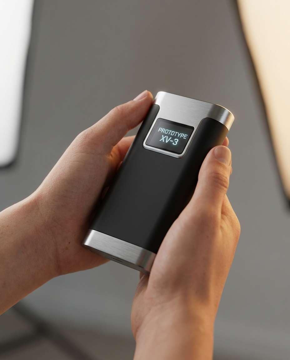 hands holding prototype photo