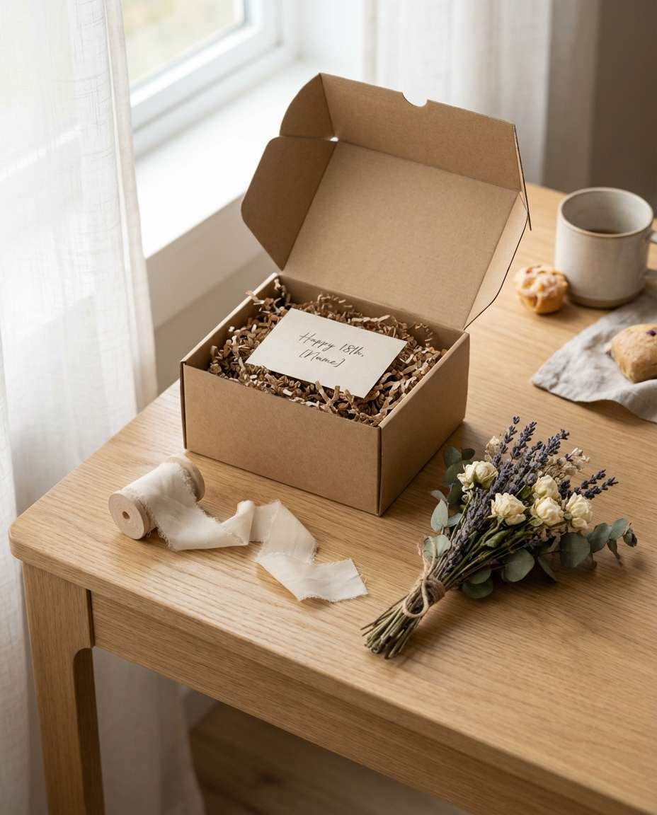 gift box flat lay photo