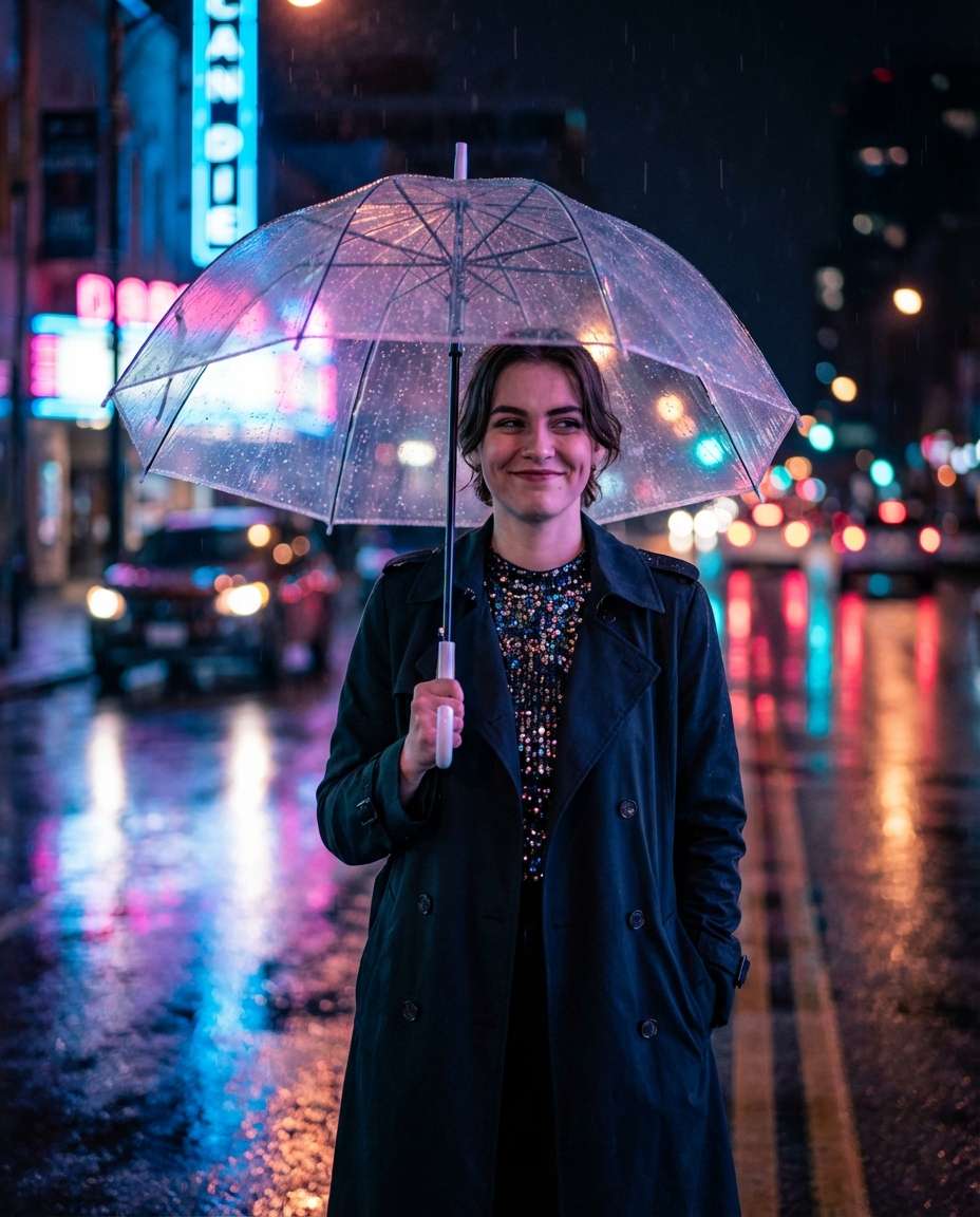 street night rain photo