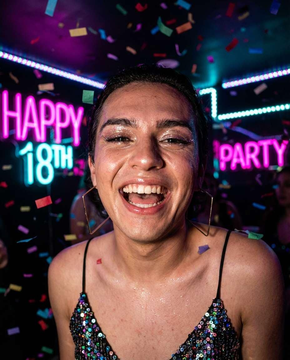 neon party flash photo