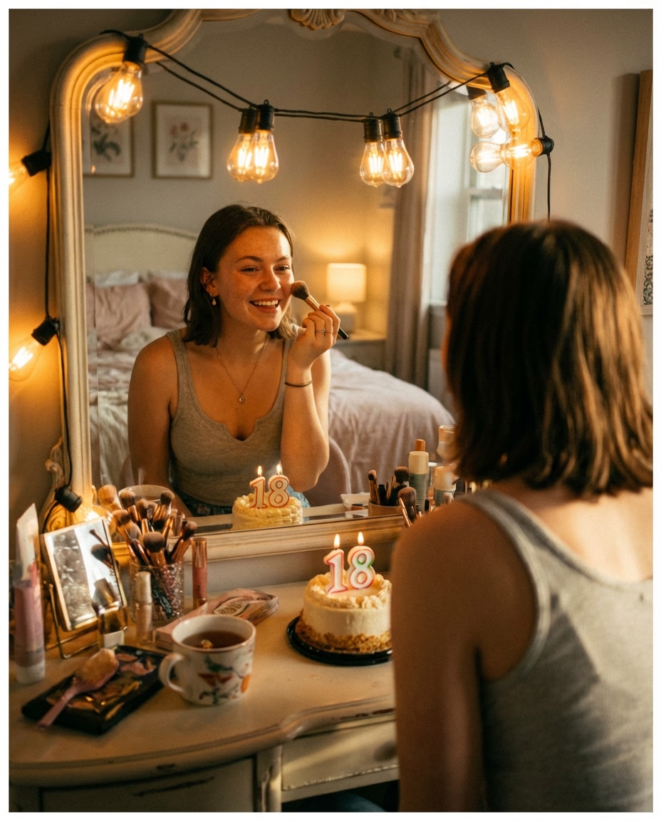 soft glam vanity mirror photo