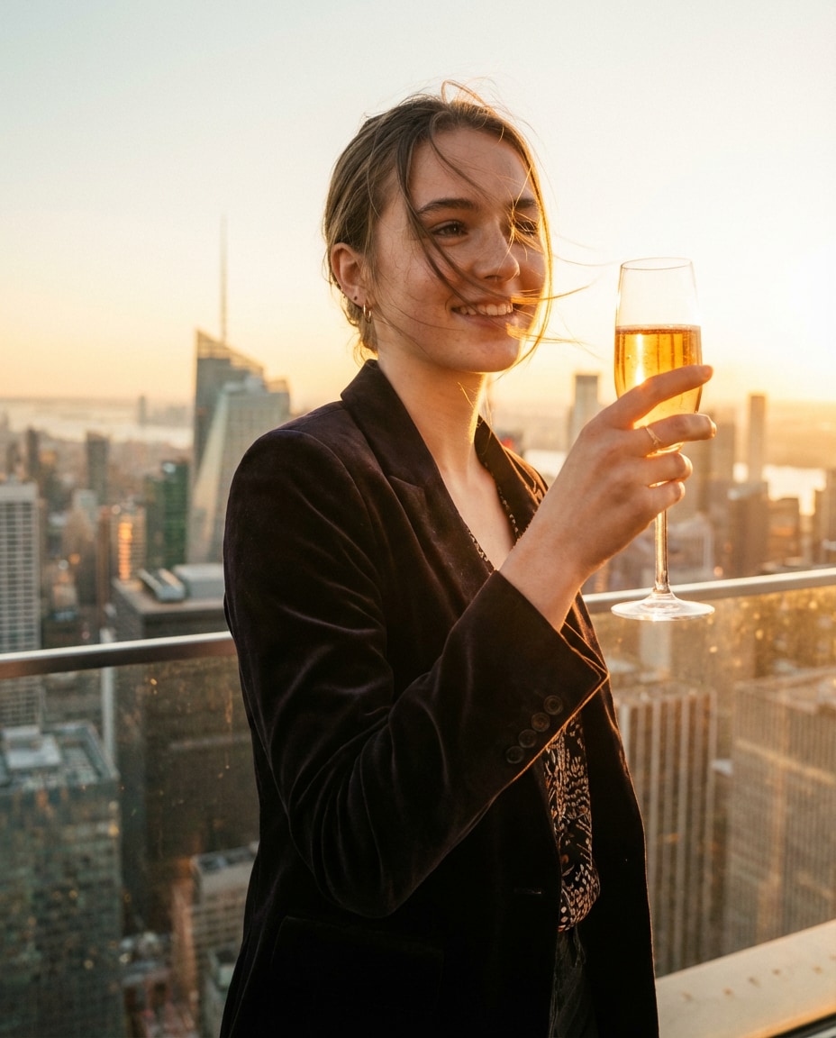 rooftop sunset toast photo