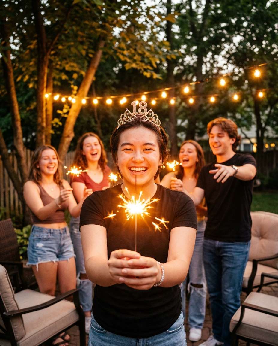 friends sparkler circle photo
