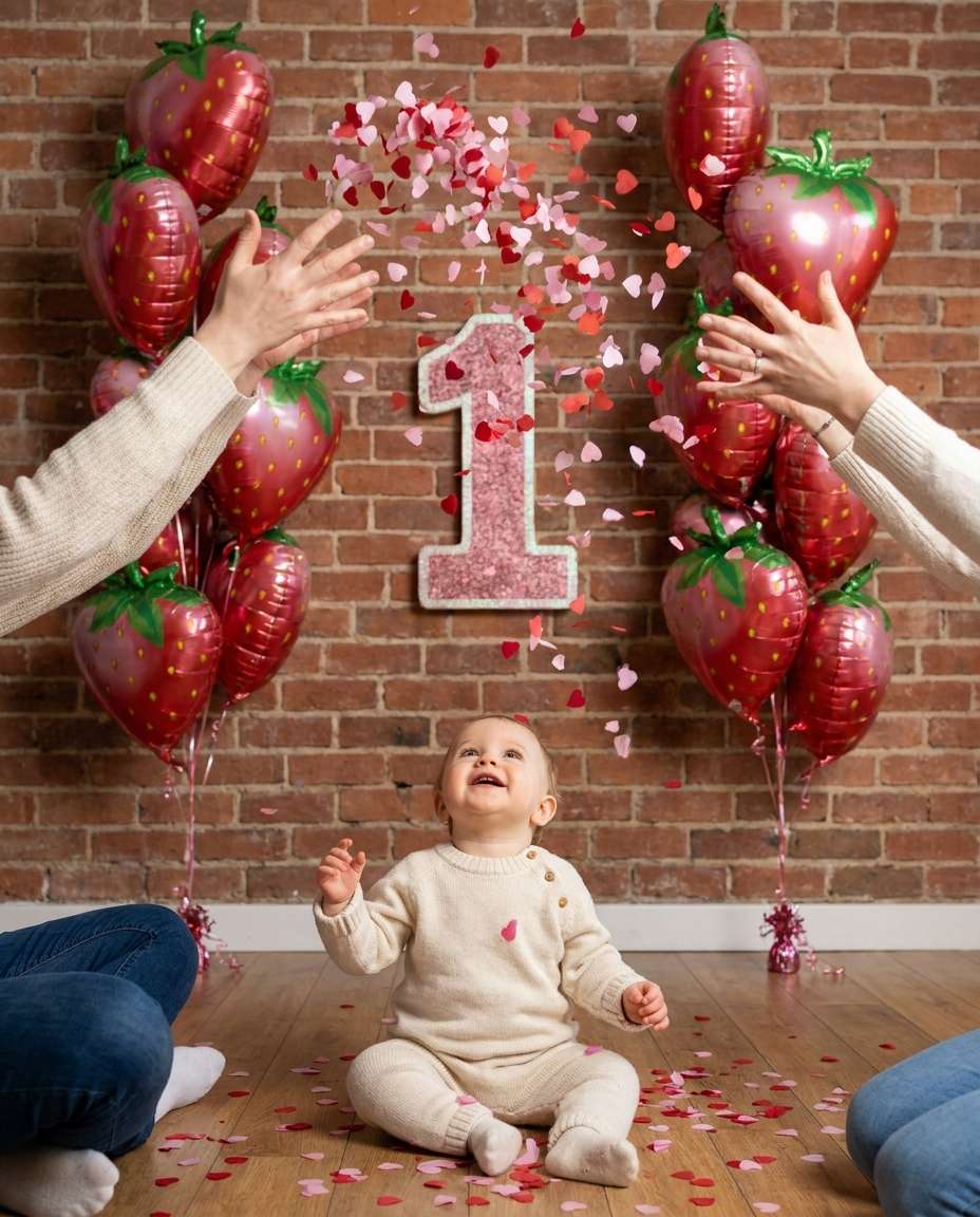 berry confetti toss photo
