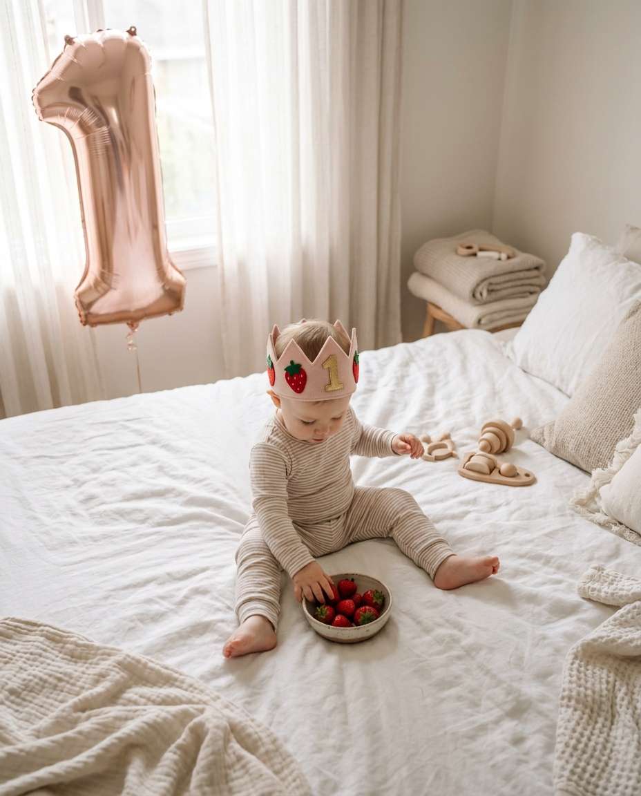 bedroom morning milestone photo