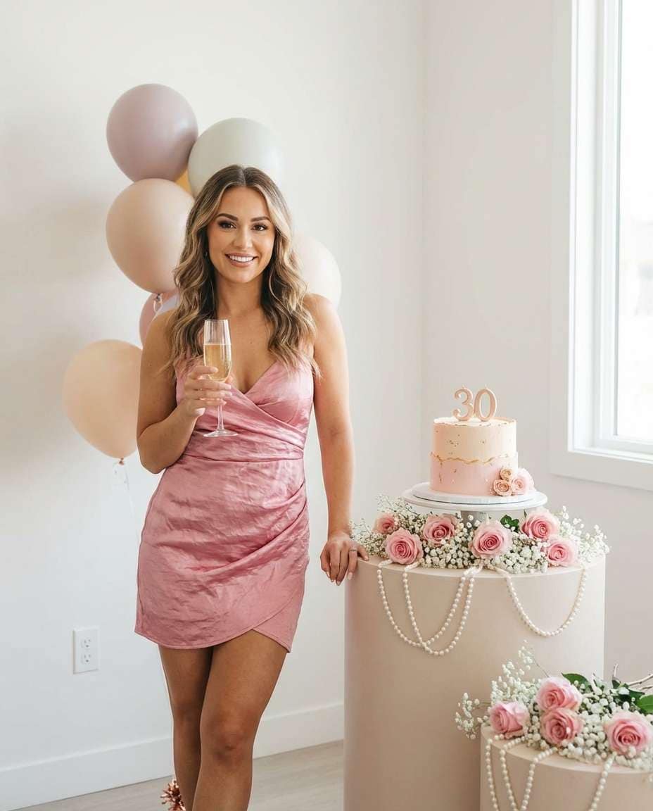 pink satin party photo