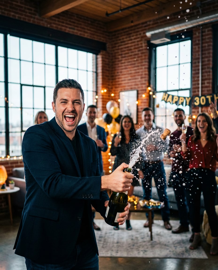 champagne pop action photo