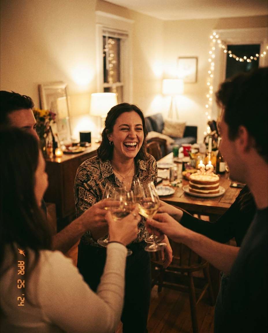 friends toast scene photo