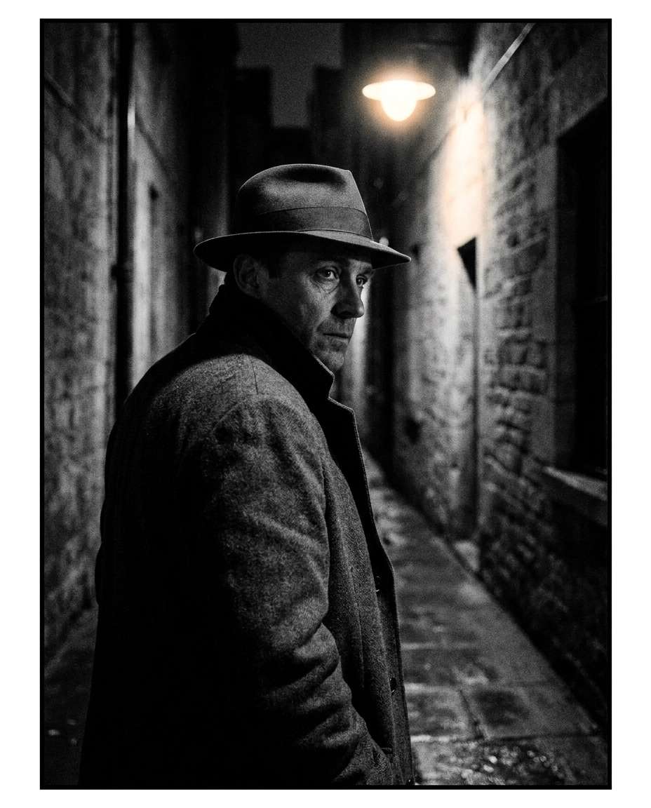 cinematic alley portrait photo