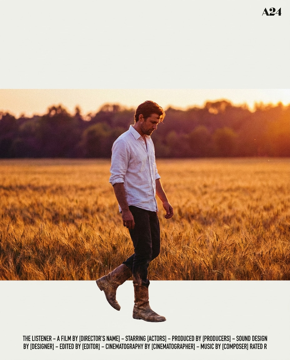 man in wheat field photo