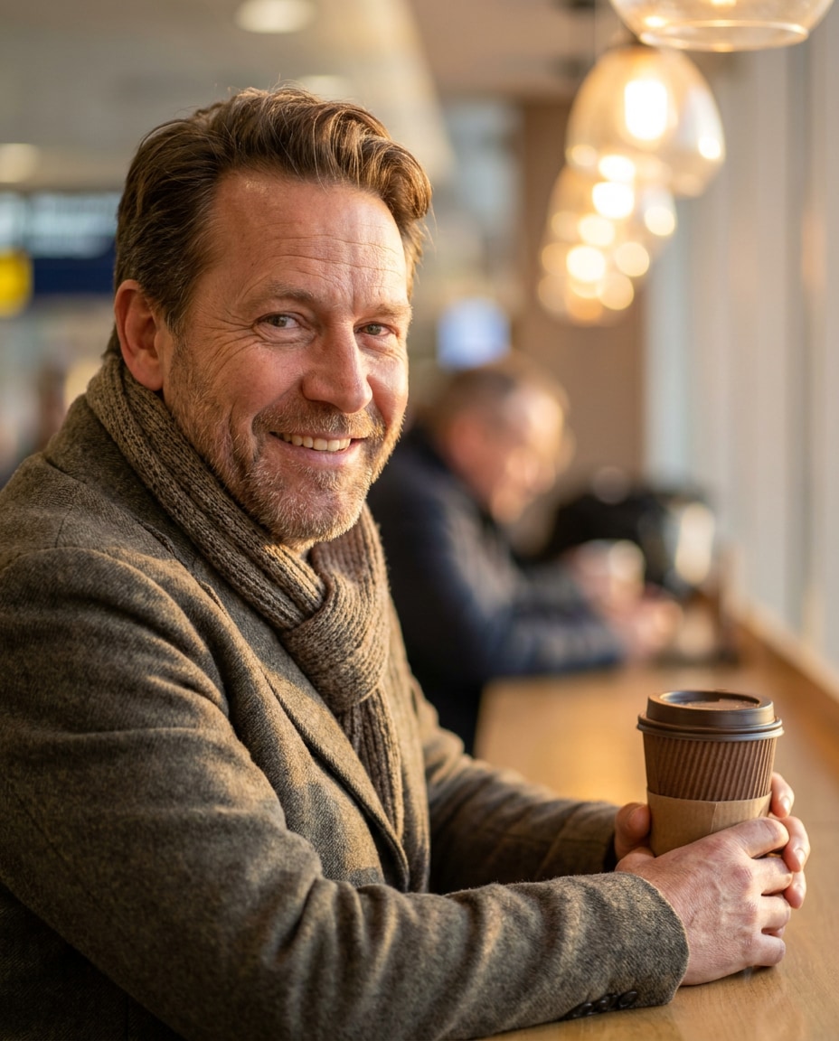 coffee stand portrait photo