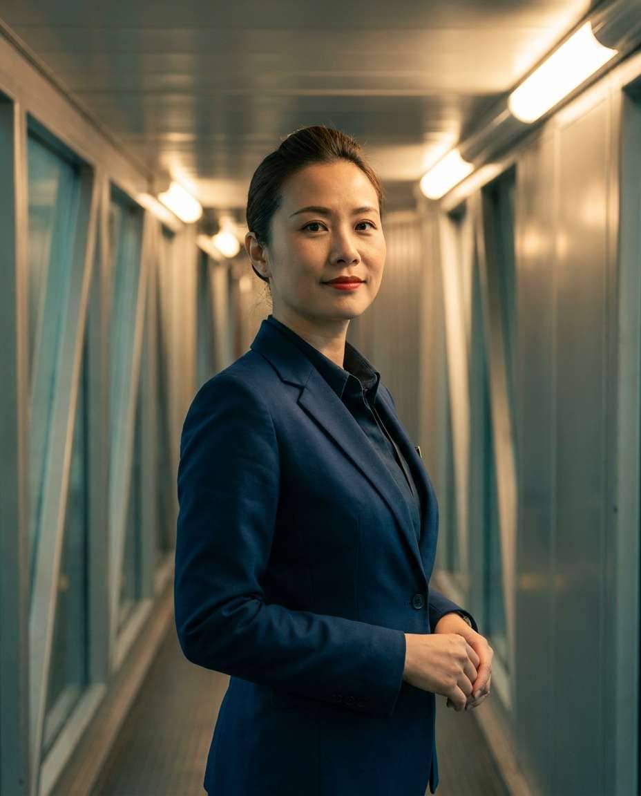 flight attendant editorial photo