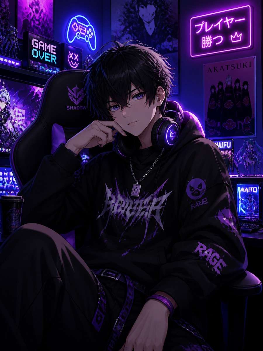 Gaming room anime boy photo