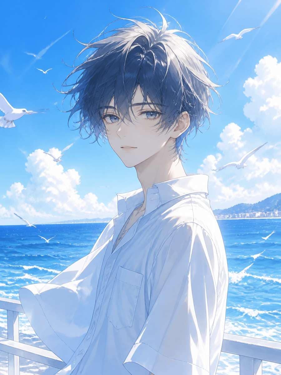 Ocean breeze anime portrait photo