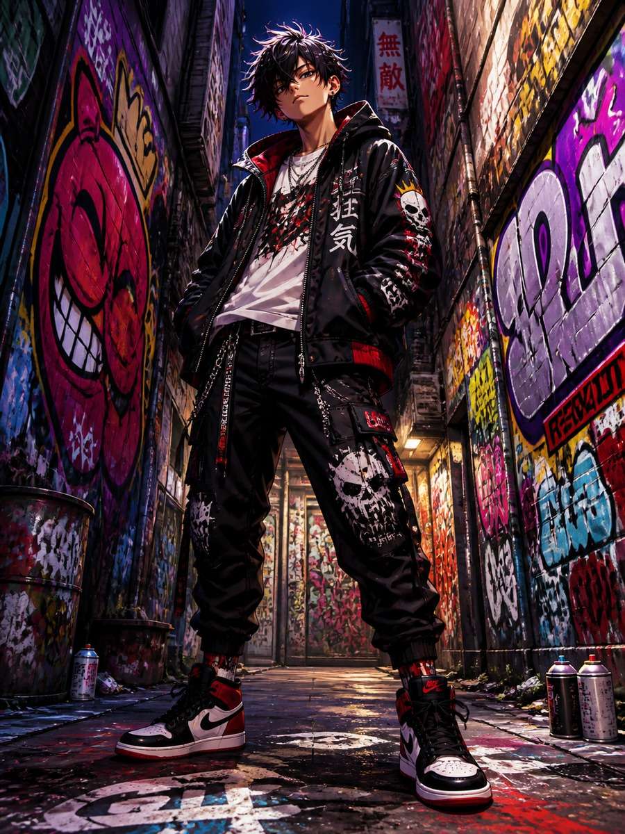 Graffiti alley anime boy photo