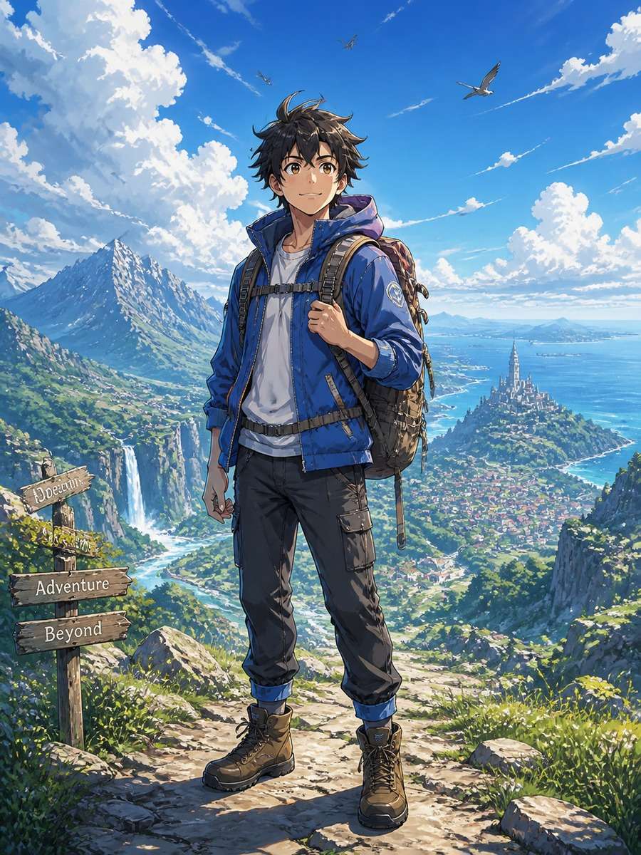 Adventure traveler anime boy photo