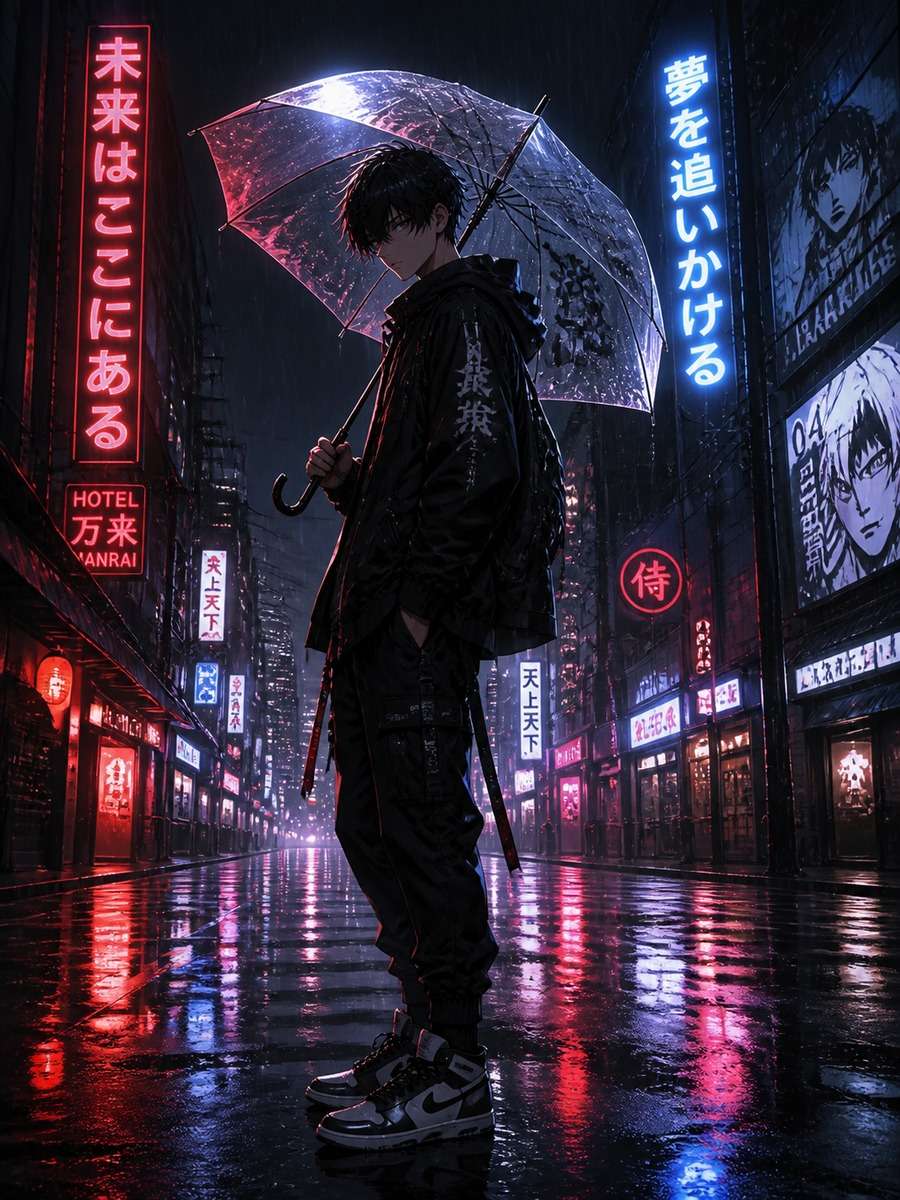 Rainy street cinematic look photo