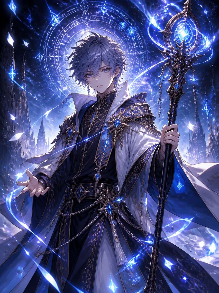 Fantasy mage anime boy photo