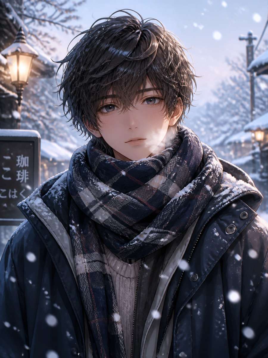 Winter scarf anime portrait photo