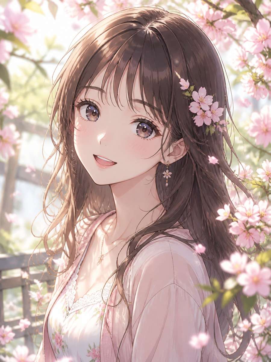 Spring garden anime portrait photo