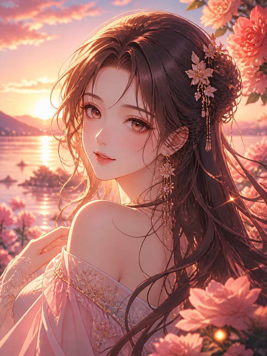 Romantic anime portrait photo