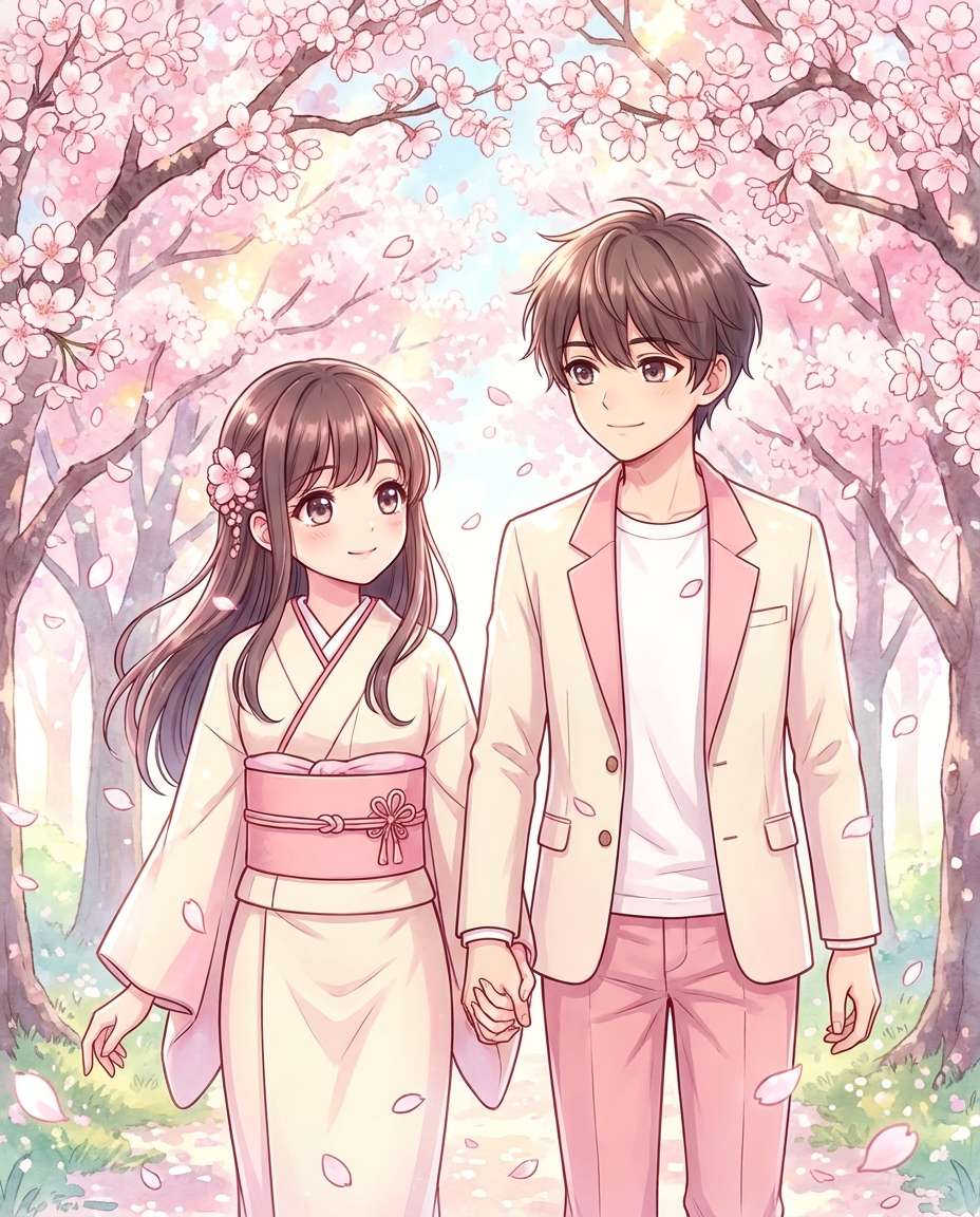 sakura walk handhold photo