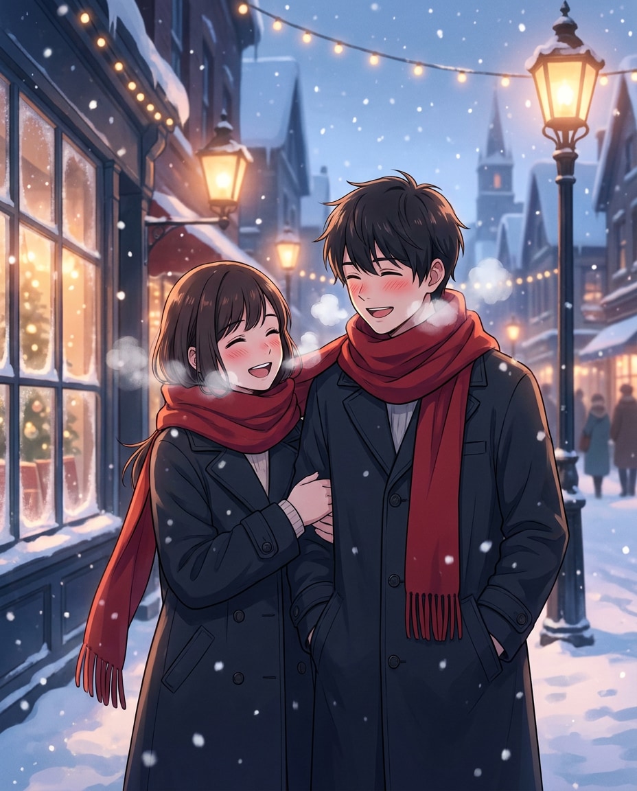 winter scarf sharing photo