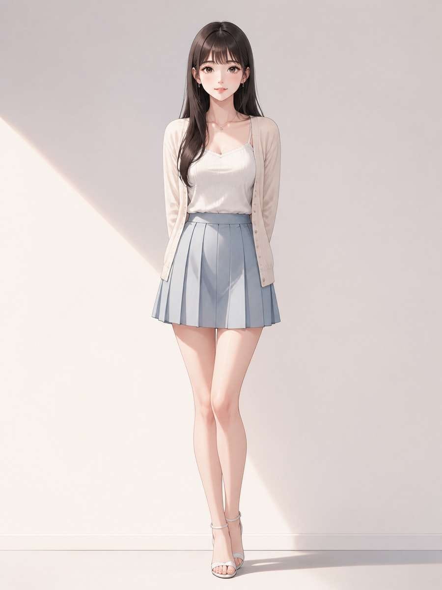 Minimal clean anime head-to-body photo