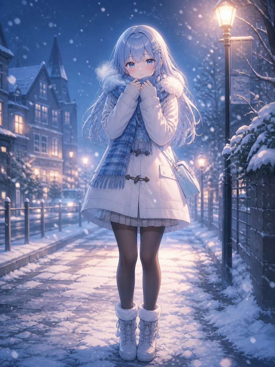 Winter coat anime scene photo