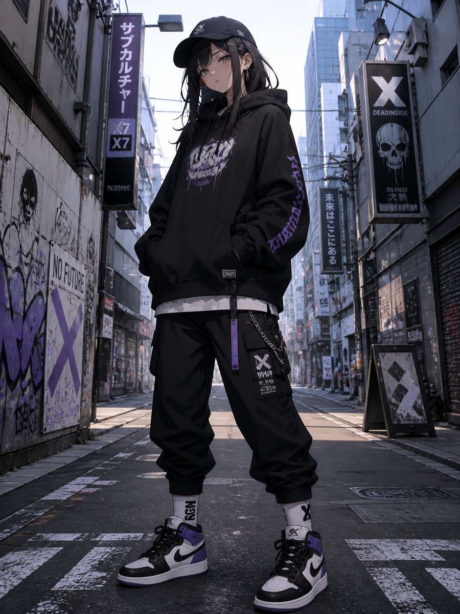 Modern streetwear anime photo