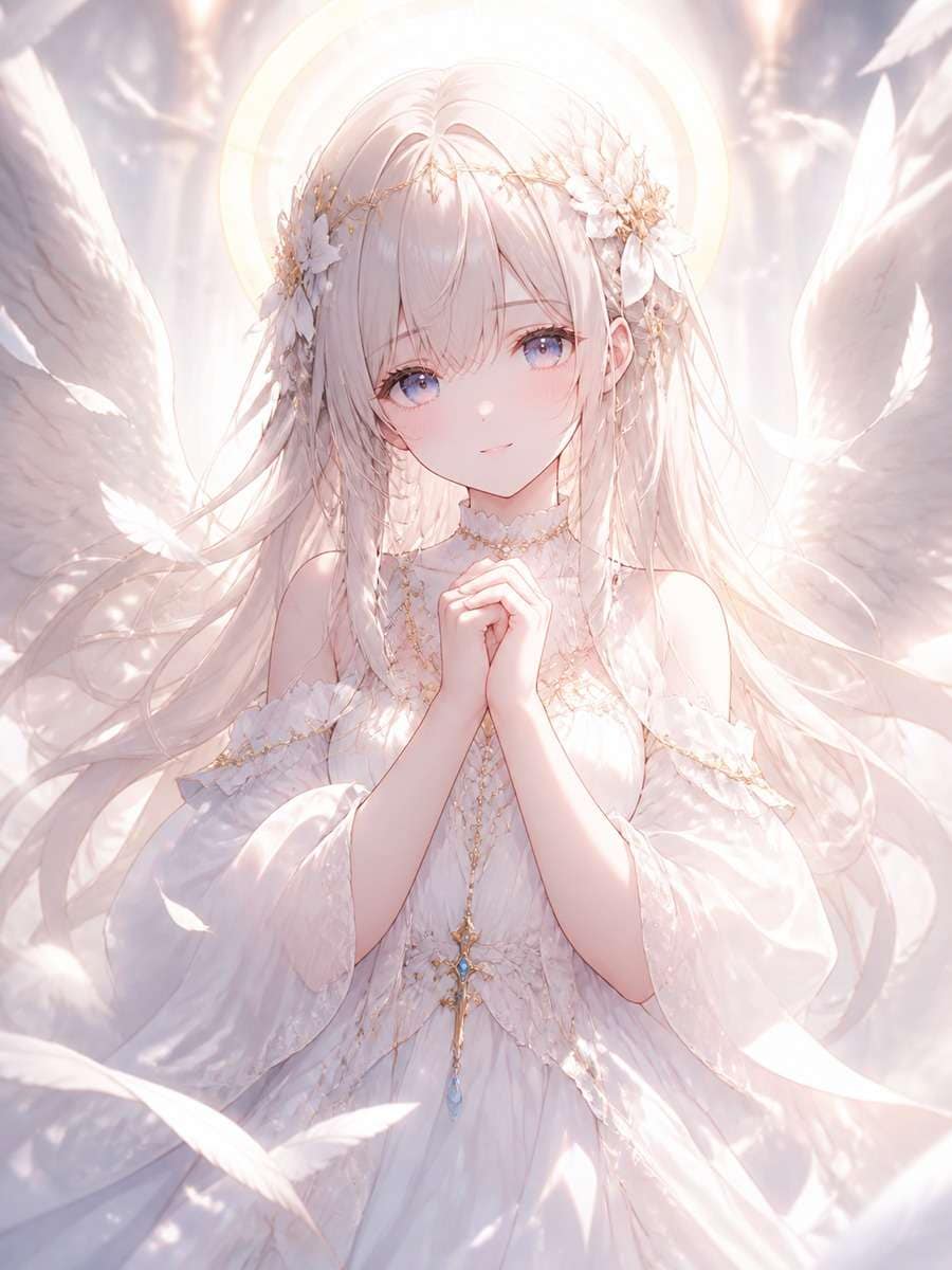 Soft angelic anime portrait photo