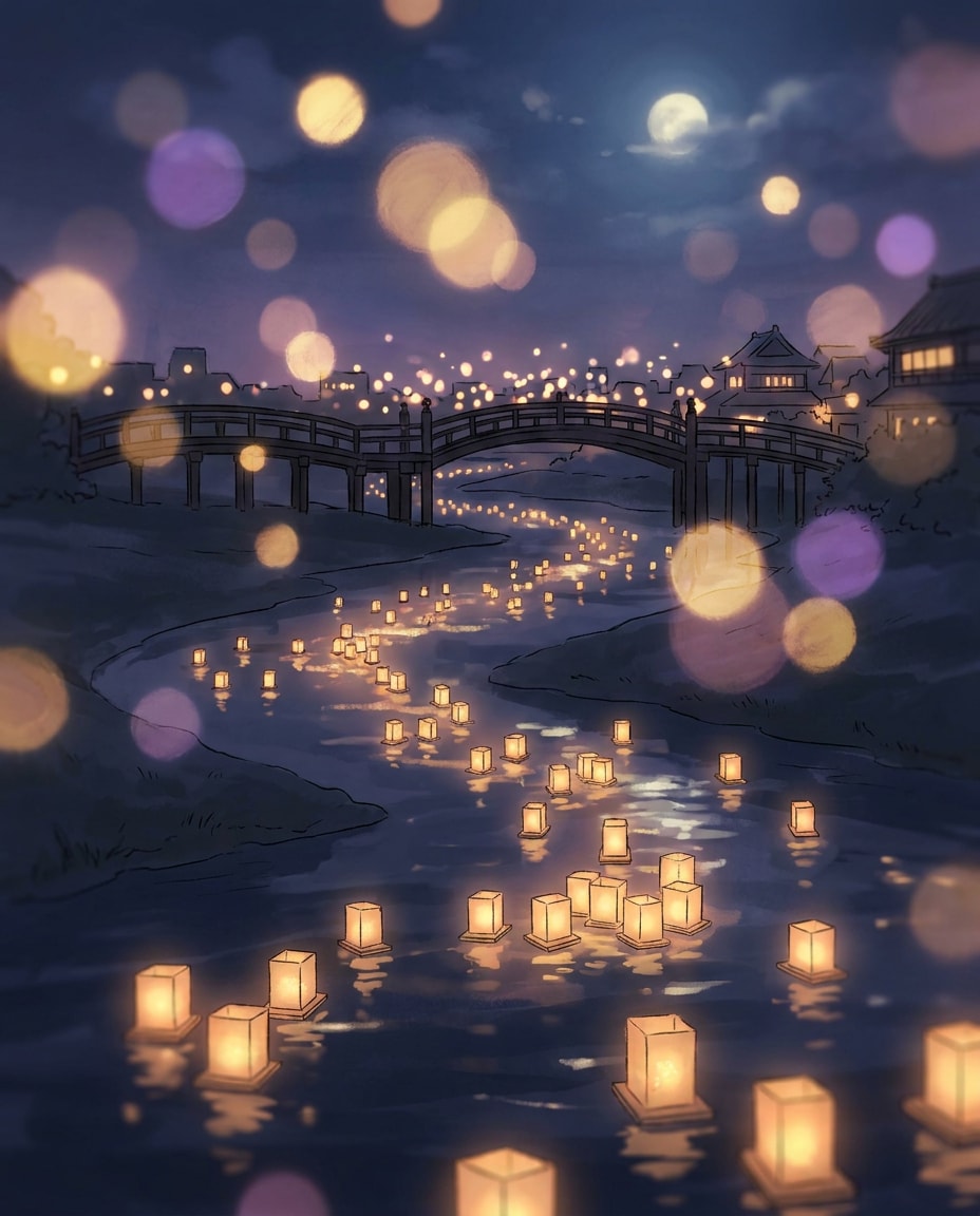 lantern festival river photo