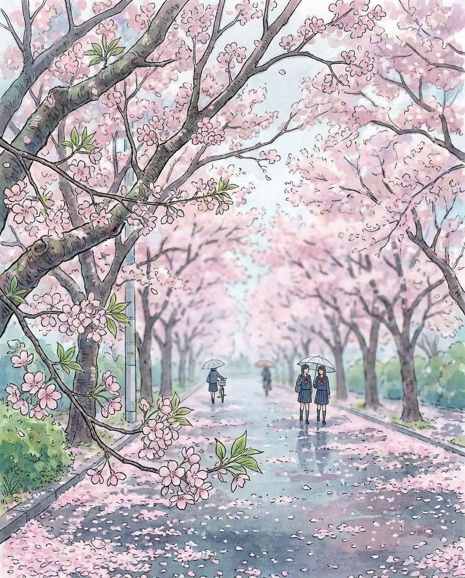 cherry blossom tunnel photo