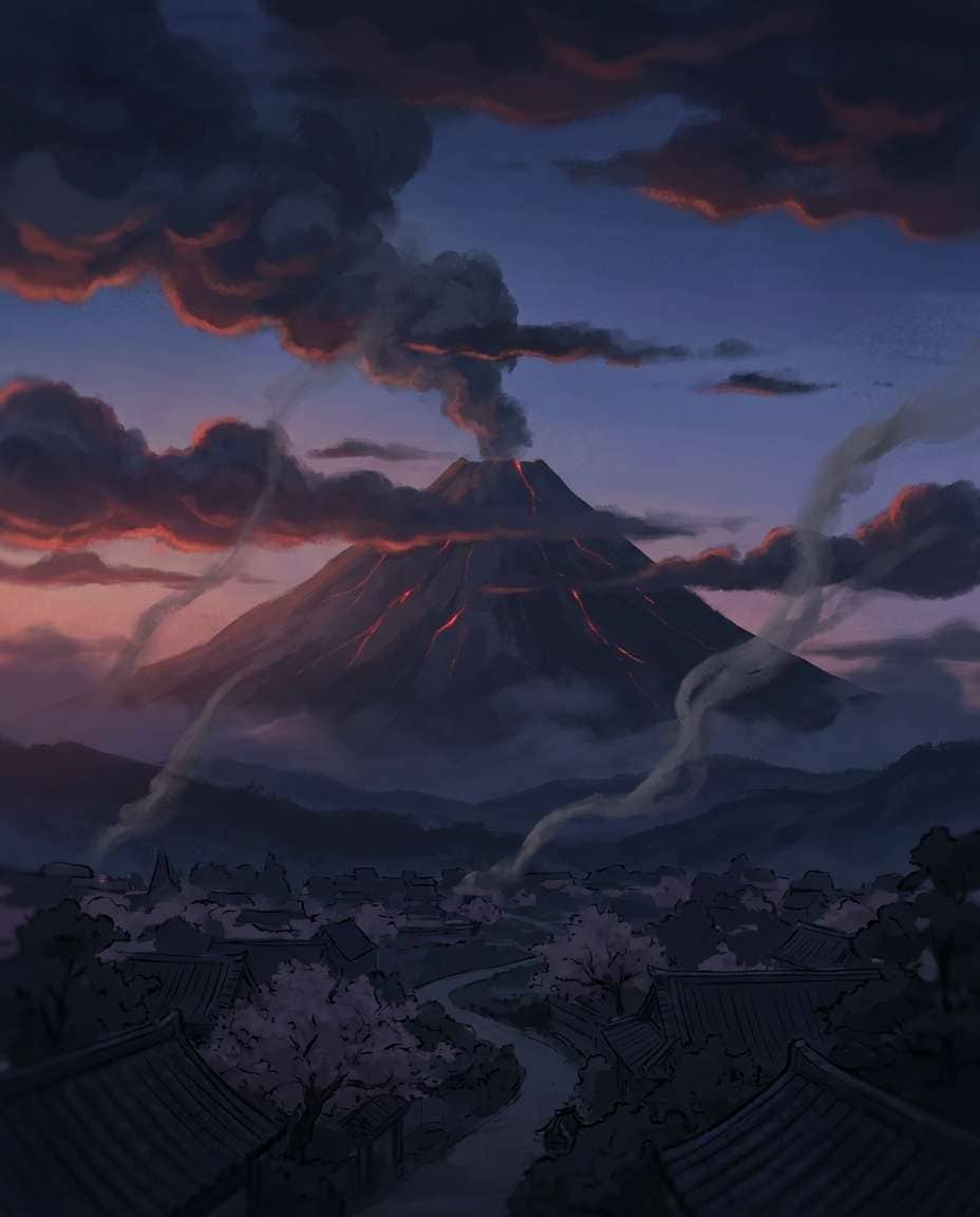 volcanic ash dusk photo