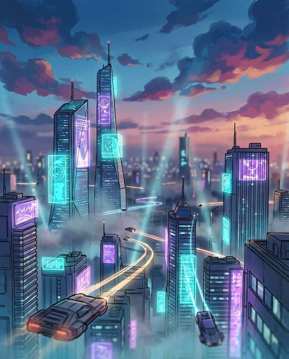 cyber city skyline photo